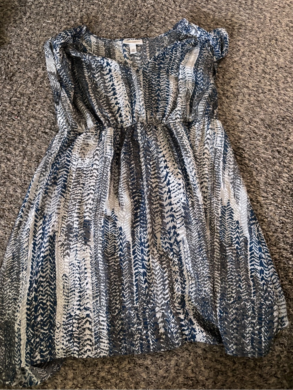Liz Lange Blue and White Patterned Midi Dress